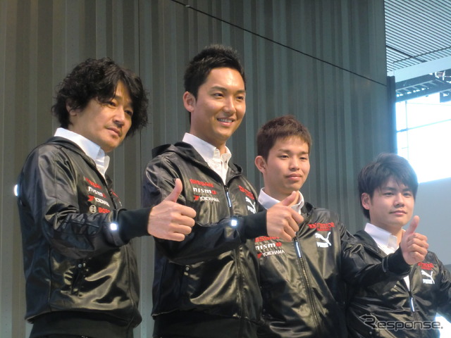 S耐に参戦するKONDO陣営。左から近藤真彦監督、藤井誠暢、佐々木大樹、高星明誠の各選手。