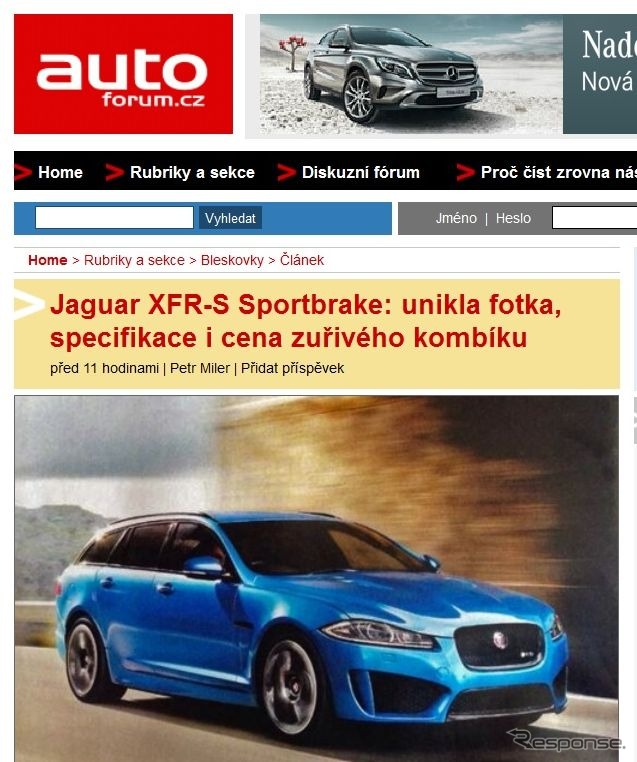 ジャガー XFR-S スポーツブレークの画像をリークしたチェコ『autoforum.cz』