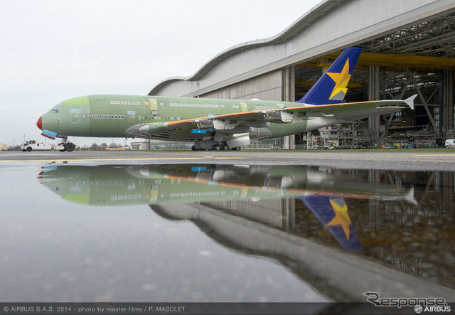 構造組み立ての終了したスカイマークA380