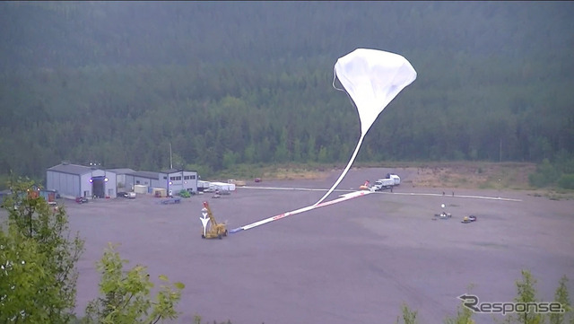 スウェーデン エスレンジ試験場で気球による吊り上げを開始するD-SEND#2