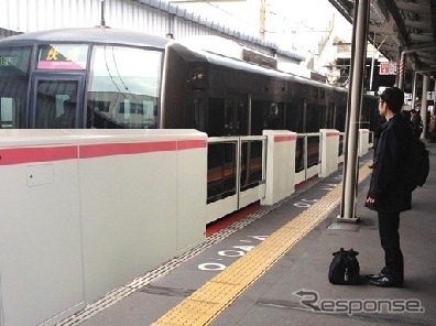 京橋駅に設置される可動式ホーム柵のイメージ。ドア数が統一されている学研都市線ホームに設置する。
