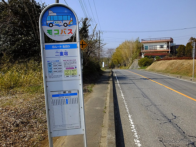 守谷SAの近くを走る市内バス(モコバス)の南守谷ルート(Bルート)