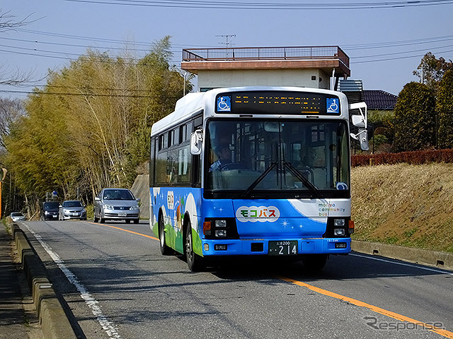 守谷SAの近くを走る市内バス(モコバス)の南守谷ルート(Bルート)