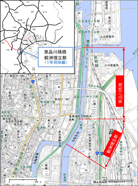 建て替えが必要とされている1号羽田線東品川桟橋鮫洲埋立部