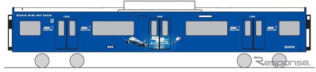 「ANA特別塗装」が施される600形「KEIKYU BLUE SKY TRAIN」のイメージ(中間車)。三崎口~成田空港間で運用される。