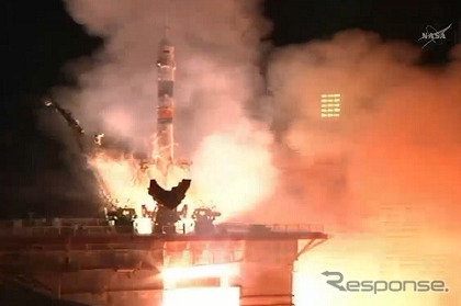 ソユーズTMA-12M宇宙船(38S)の打上げ(出典:NASA TV)