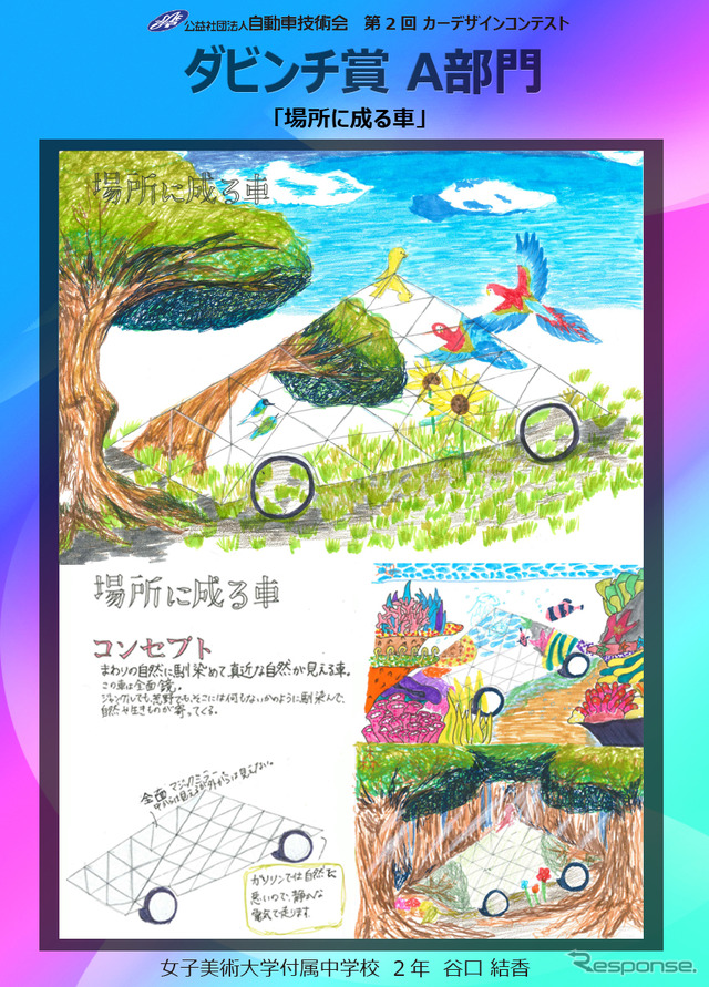 ダビンチ賞(中学生の部):『場所に成る車』谷口結香さん 女子美術大学付属中学校2年