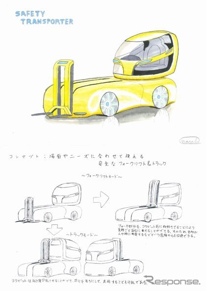 カーデザイン賞(中学生の部)作品名「SAFETY TRANSPORTER」安藤 学卯さん(宮城教育大学付属中学校2年)