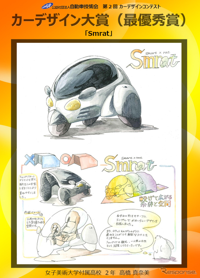 カーデザイン大賞(最優秀賞):『Smrat ~ smart × rat ~』高橋真奈美さん 女子美術大学付属高等学校2年