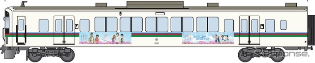 臨時列車で使用する4000系はラッピング車の予定。画像は秩父市が舞台のアニメ「あの日見た花の名前を僕達はまだ知らない。」にちなんだ「『あの花』ラッピング電車」のイメージ。
