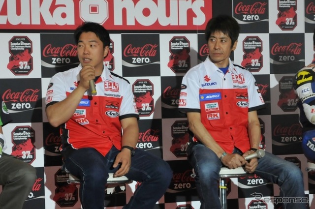 Legend of ヨシムラスズキシェルアドバンスレーシングチームとして今年の8耐に参戦する津田拓也選手(左)と辻本聡選手