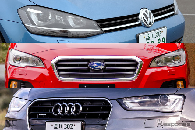 上:VW ゴルフヴァリアント 中:スバル ォーグ 下:アウディ A4