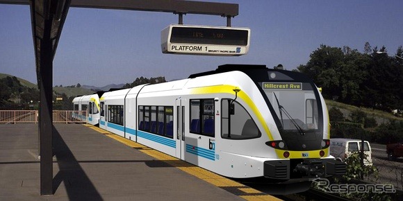 スイスの車両メーカー、シュタッドラー・レールは、米サンフランシスコの都市鉄道BARTから、非電化の延伸路線用ディーゼルカー8編成を受注したと発表。画像はBART向けディーゼルカーのイメージ