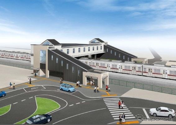 橋上駅舎化は岩槻駅と川俣駅で推進する。画像は2015年度の完成が予定されている川俣駅のイメージ。