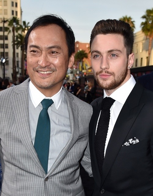 渡辺謙(向かって左)とアーロン・テイラー=ジョンソン/『GODZILLA』ワールドプレミア (c) Getty Images