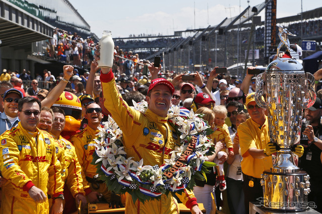 ハンターレイはインディ500初制覇。写真:Honda