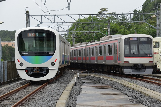 6月8日に開催された車両工場公開イベント「西武・電車フェスタ2014 in 武蔵丘車両検修場」の様子。普段は目にすることができない検修作業の実演などが行われた。