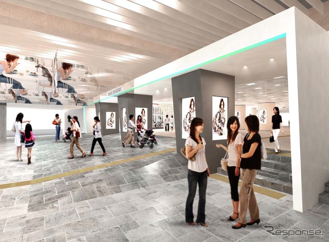1階ゲートのイメージ。ゲートを設けることで西武鉄道の駅入口であることを明確化する。