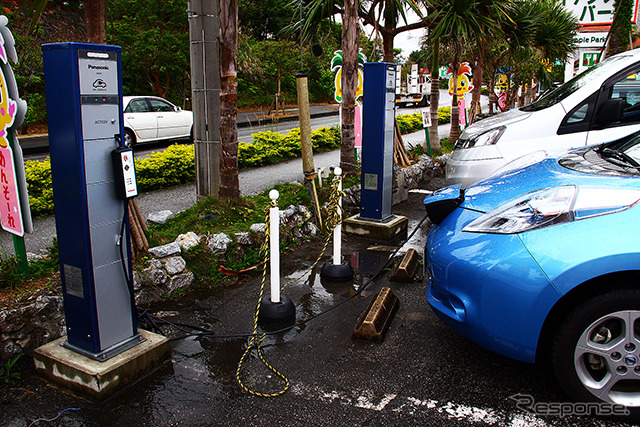 沖縄県名護市の名護パイン園に設置されている充電器(2012年4月)