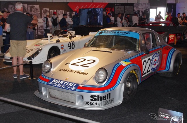 ルマン復活を果たしたポルシェは歴代ルマンモデルの記念展示をおこなった。写真はポルシェ911カレラ RSRターボ(1973年)