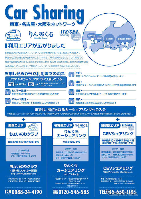 東京・名古屋・大阪のカーシェアリングが事業提携