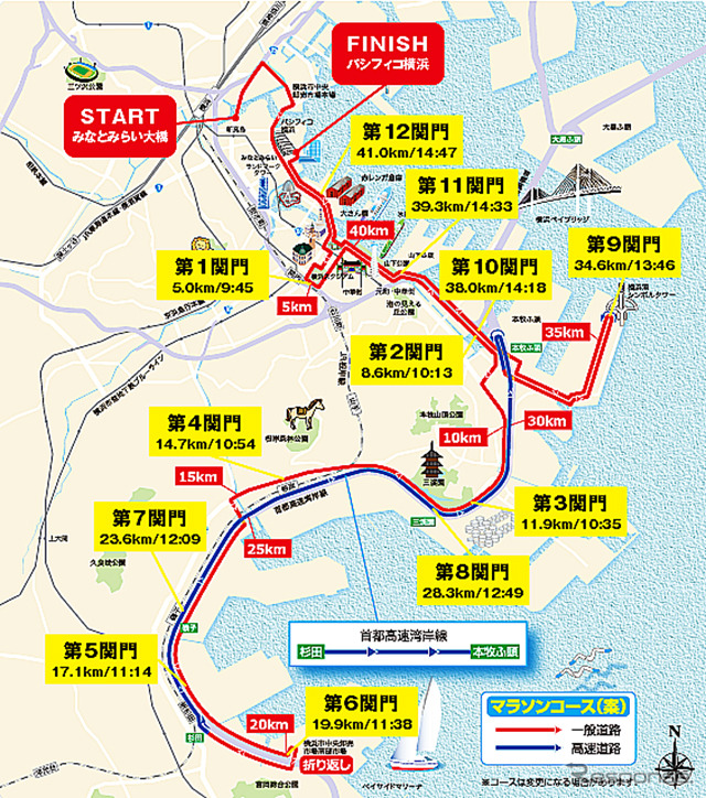 横浜マラソン2015のコース