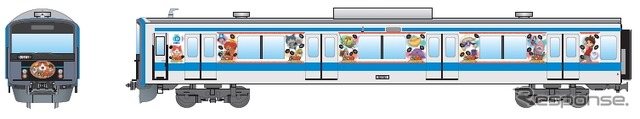 7月19日から運転を開始する「妖怪ウォッチ」ラッピング列車のイメージ。1両につき24体の「妖怪」ステッカーで装飾する。