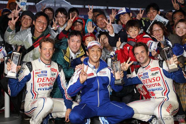 2013年のWEC富士戦、荒天も味方につけて勝ったトヨタ中嶋一貴組。写真:TOYOTA