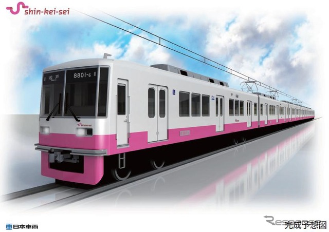 新京成8800形の新デザイン車のイメージ。8月29日から1編成の運用を開始する。