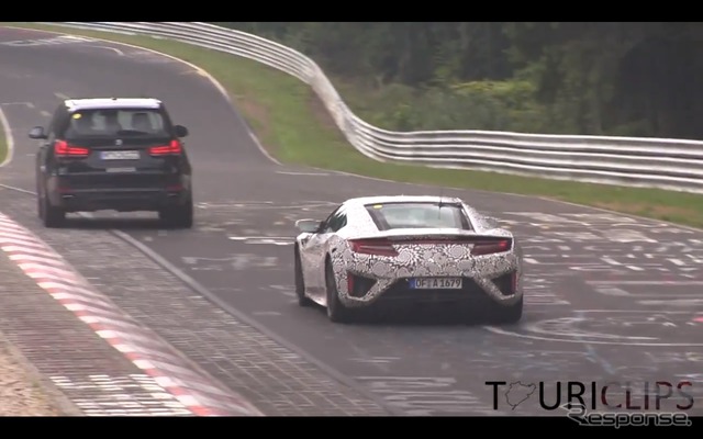 ホンダ 次期 NSXのニュルブルクリンクでのテスト風景（Youtubeより）