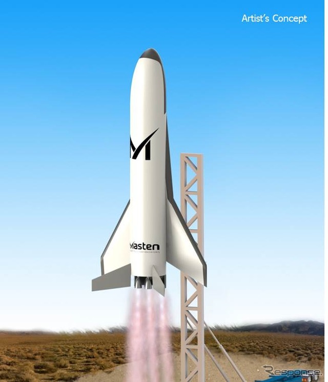 XS-1計画で衛星を打ち上げる垂直離着陸ロケットのイメージ。