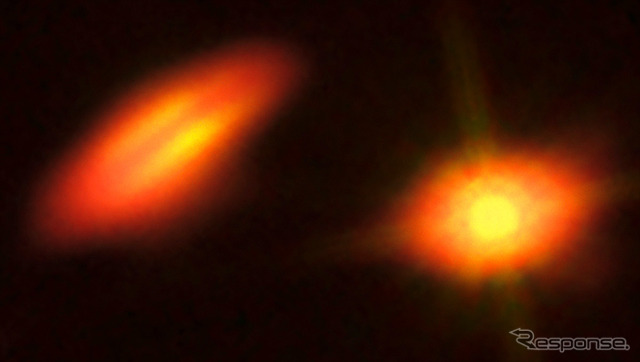 アルマ望遠鏡、互いに傾いた原始惑星系円盤を連星系で発見
