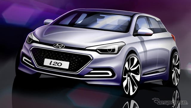 新型ヒュンダイ i20 の予告スケッチ