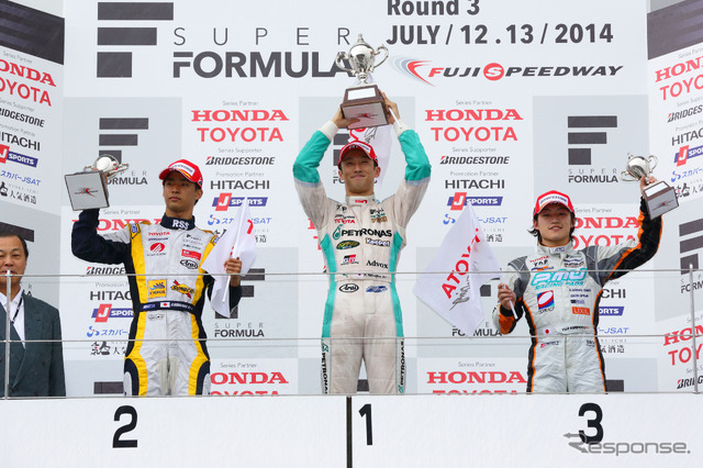 今季スーパーフォーミュラ第3戦の表彰式（富士）。写真：TOYOTA