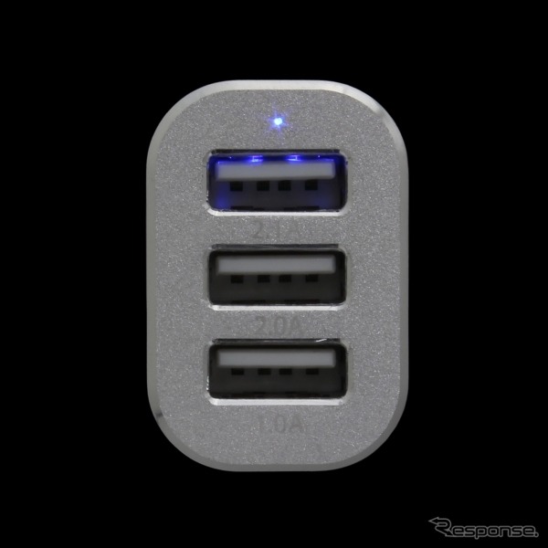 上海問屋・シガーソケット接続3ポートUSB充電器