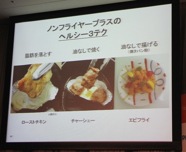村上氏の発表資料(ノンフライヤープラスのヘルシー3テク)