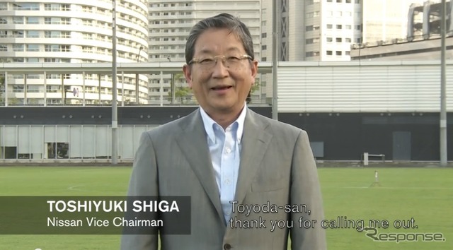 氷水をかぶる日産自動車の志賀俊之副会長