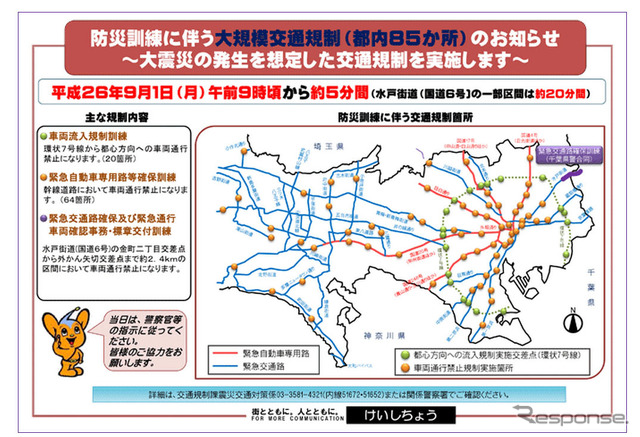 防災訓練に伴う交通規制箇所