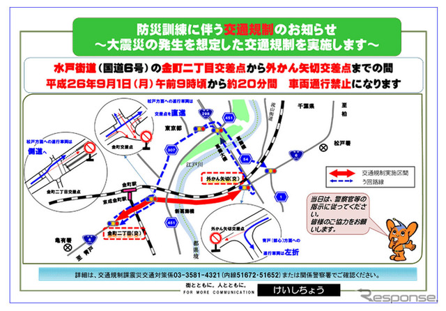 防災訓練に伴う交通規制箇所