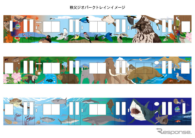 「秩父ジオパークトレイン」空・陸・海をテーマにフルラッピング