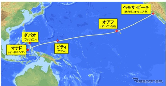 NECが受注した光海底ケーブル「SEA-US」の敷設マップ