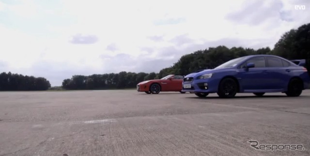 ジャガーFタイプと新型スバルWRXSTIの加速競争の映像を公開した英『evo』