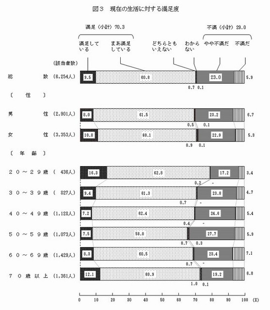 現在の生活に対する満足度