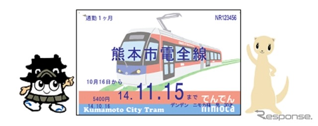 「でんでんnimoca」定期券のイメージ。10月1日から全区間フリーの定期券として発売される。