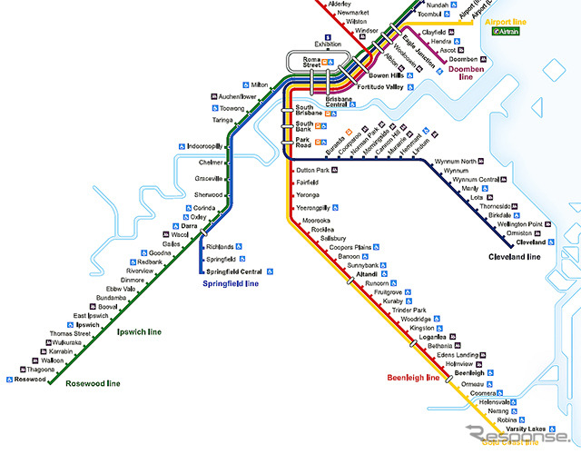 South East Queensland train network map