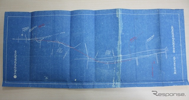 鉄道省文書は国立公文書館や鉄道博物館などで閲覧できる。写真は谷津支線の図面(今回刊行される書籍の内容とは無関係)。
