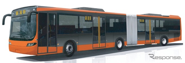 新潟BRTに導入される予定の連節バスのイメージ。新潟市が4台購入して新潟交通に貸し出す。
