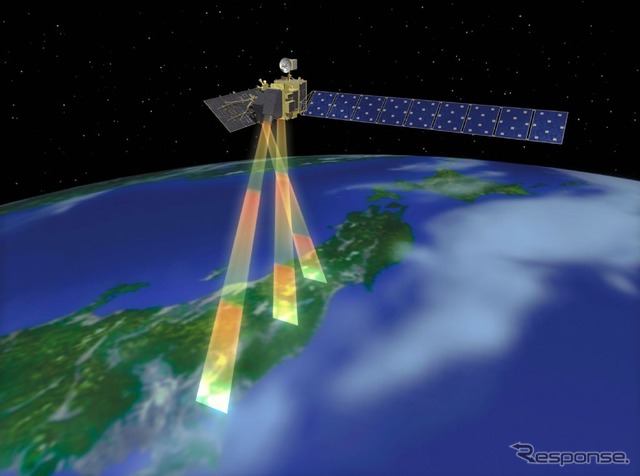 光通信実験衛星「きらり（OICETS）」が欧州の「アルテミス」衛星と衛星間光通信実験を行った際のイメージ