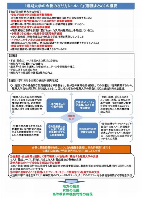 「短期大学の今後の在り方について」（審議まとめ）の概要