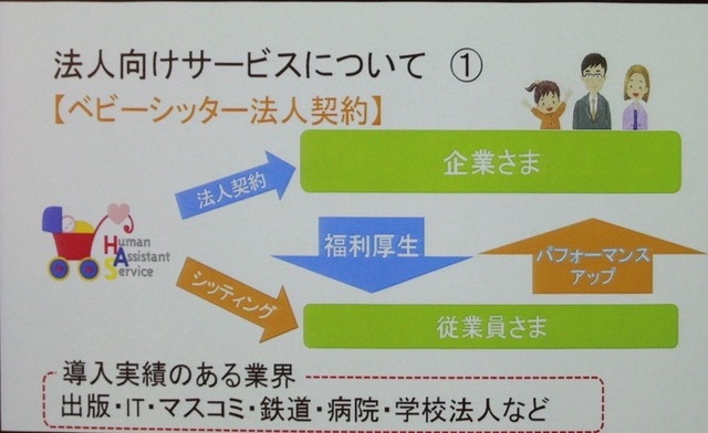 ベビーシッター事業もアウトソースしたい企業向けに展開